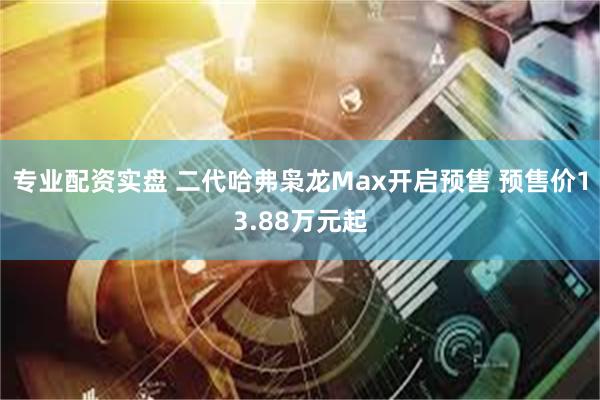 专业配资实盘 二代哈弗枭龙Max开启预售 预售价13.88万元起